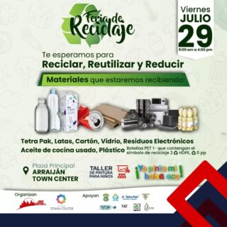 ♻️Gran Feria de Reciclaje ♻️

📝 Toma Nota y Reciclemos Juntos con @aseocapitalpanama ♻️

Ven el proximo viernes 29 de julio a partir de las 9am hasta las 2pm en la Plaza Principal 🍃

¡Te Esperamos!

#arraijántowncenter #dondedebesestar #reciclado #arraijan #yosoyarraiján