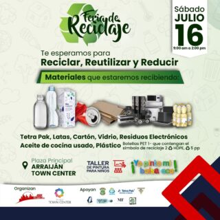 ♻️Gran Feria de Reciclaje ♻️

📝 Toma Nota y Reciclemos Juntos con @aseocapitalpanama ♻️

Ven el proximo sábado 16 de julio a partir de las 9am hasta las 2pm en la Plaza Principal 🍃

¡Te Esperamos!

#arraijántowncenter #dondedebesestar #reciclado #arraijan #yosoyarraiján