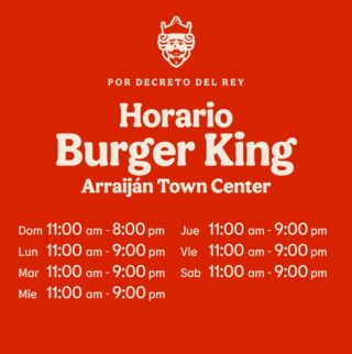¡Amantes de las hamburguesas! ??
 
¡Buenas noticias! Por decreto del Rey, les compartimos los horarios de @burgerkingpa en #ArraijánTownCenter: de lunes a sábado de 11:00 am a 9:00 pm y domingo de 11:00 am a 8:00 pm. 

¡Ven a visitarnos y disfruta de una experiencia inigualable con tus amigos y familiares! ???

-
#ArraijánTownCenter #Panamá #CentroComercial #ViveTowm #BurgerKingPanamá #HorariosBK #ElReyDeLasHamburguesas #Arraijan #Mall